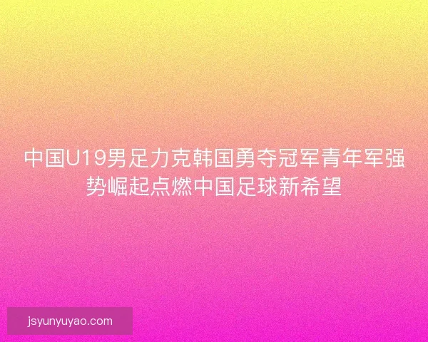 中国U19男足力克韩国勇夺冠军青年军强势崛起点燃中国足球新希望