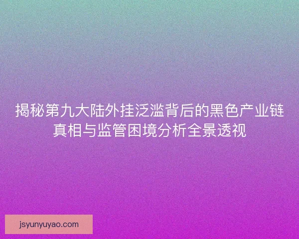 揭秘第九大陆外挂泛滥背后的黑色产业链真相与监管困境分析全景透视